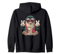 Cute Penguin Funny Animal Peace Sign Retro Style Design Zip Hoodie