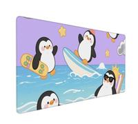 Cute Penguin Gaming Mouse Pad, 35.5 x 16 inch Large Extended Computer Keyboard Mouse Mat Pad, Non-Slip Mousepad, Table Protector Blotter Mat,Laptop Desk Mat for Office Home