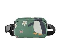 Cute Penguin Green Stylish Fanny Pack Waist Bag for Men Women Mini Sling Bag Travel Essential with Adjustable Strap for Travel Gym Work, Cute Penguin Green, One Size