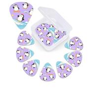Cute Penguin Guitar Picks 12 Pack with Organizer Box, 0.46 0.71 0.96 mm Includes Thin Medium Heavy Thickness,Abstract Guitar Pick Plectrums for Electric Guitar Ukulele Bass