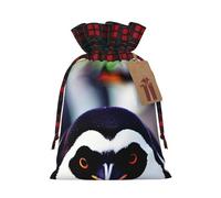 Cute Penguin Head Print Gift Drawstring Reusable Pouches For Holiday Birthday Wedding Party Favors Bags