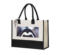 Cute Penguin Head Print Large Capacity Canvas Tote Shopping Bag For Women Eco-Friendly For Mother'S Day