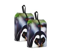 Cute Penguin Head Print Waterproof Shoe Bag Travel Bag with Carry Strap Storage Bag Versatile Cosmetic Bag-2pcs