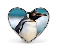 Cute Penguin Heart Shape Lapel Pin Personalized Pinback Button Badges Retro Punk Button Pin Kawaii Heart Badges for Men Women Clothes Bags Hats & Gift