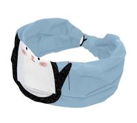 Cute Penguin Holding Heart Balloon Stretchy Headbands for Women, Non-Slip Hair Bands Fashion Sports Turban for Yoga Workout Daily Use