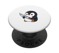 Cute Penguin Holding Knife - Funny Cartoon Animal Design PopSockets Adhesive PopGrip