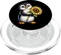 Cute Penguin Holding Sunflower Flower PopSockets PopGrip for MagSafe