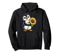 Cute Penguin Holding Sunflower Flower Pullover Hoodie
