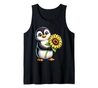 Cute Penguin Holding Sunflower Flower Tank Top