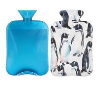 Cute Penguin Hot Water Bottle with Cover, Winter Penguin Pattern 2L Hot Water Bag for Pain Relief, Neck and Shoulder, Hand Feet Warmer