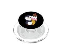 Cute Penguin Hugging Ice Cream Cone Kawaii Cartoon Sweet Art PopSockets PopGrip for MagSafe