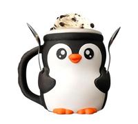 Cute Penguin Ice Cream Pint Holder, 3D Printed Penguin Ice Pint Holder, with Spoon Antifreeze Handle and 2 Spoon Slot, Reusable for Yogurt and Frozens Desserts, for The ICES Cream Lover