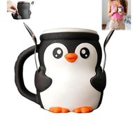 Cute Penguin Ice Cream Pint Holder,Penguin Ice Pint Containers,Reusable 3D Printed Ice Cream Containers with Spoon Slot,Secret Snack Drawer and Two Spoon,Popsicle Holders,Beer Can Holder (1PCS)