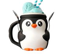 Cute Penguin Ice Cream Pint Holder, Penguin Ice Pint Holder with Spoon Antifreeze Handle, Ice Cream Sleeve, Reusable Insulated Sleeve for Yogurt and Desserts
