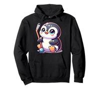 Cute Penguin Ice Hockey Stick Kawaii Chibi Winter Sports Pullover Hoodie