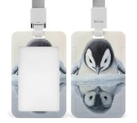 Cute Penguin ID Badge Holder Retractable Clip Card Holder Card Protector Name Badge Name Tag for Work Office Doctor Nurse
