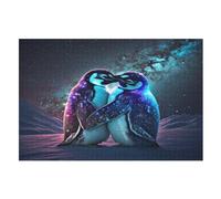 Cute Penguin Jigsaw Puzzles for Kids 1000 Pieces 3d Wooden Puzzle Decompression Game for Adults Women Girl Educational Game Toys （75×50cm）