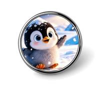Cute Penguin Lapel Pin Brooches Round Fashion Brooch Pin Cute Button Badges Alloy Button Pins Enamel Pins Metal Pinback for Hat Shirt Clothing Bags