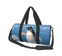 Cute Penguin Large Round Travel Duffle Bag, Full-Print Canvas Weekender with Padded Lining, Multiple Pockets,Detachable Shoulder Strap and Soft Leather Handles