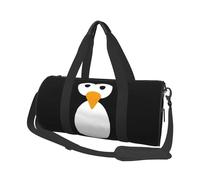 Cute Penguin Large Round Travel Duffle Bag, Full-Print Canvas Weekender with Padded Lining, Multiple Pockets,Detachable Shoulder Strap and Soft Leather Handles