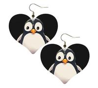 Cute Penguin Leather Earrings for Women Heart Earrings Lightweight Dangle Drop Earrings Cute Jewelry Gift