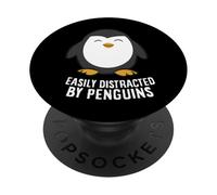 Cute Penguin Lover Gift Easily Distracted By Penguins PopSockets Adhesive PopGrip