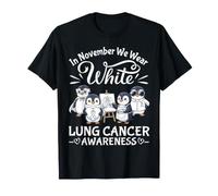 Cute Penguin Lung Cancer Awareness in November We Wear White T-Shirt