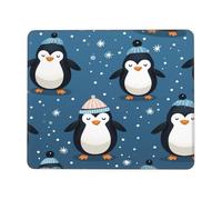 Cute Penguin Mouse Pad Snow Gaming Mouse Mat with Stitched Edges Non-Slip Rubber Base Mousepad for for PC Laptop 22x18cm