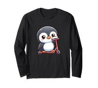Cute Penguin on Scooter Feeling Sad Long Sleeve T-Shirt