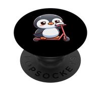 Cute Penguin on Scooter Feeling Sad PopSockets Adhesive PopGrip