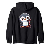 Cute Penguin on Scooter Feeling Sad Zip Hoodie
