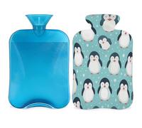 Cute Penguin Pattern Hot Water Bottle with Cover, 2L Hot Water Bag for Pain Relief, Neck Soft and Shoulder, Hand Feet Warmer, Hot and Cold Compress for Adult Kids