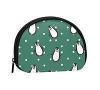 Cute Penguin Pattern, Women's Storage Bag Shell Makeup Bag Small Coin Purse Shell Change Pouch