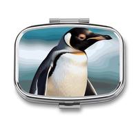Cute Penguin Pill Box, Portable Travel Pill Organizer Retro Durable 2 Compartments for Vitamins, Medication, Fish Oil and Supplements