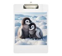 Cute Penguin Print Acrylic Clipboard Writing Boards Hanging Clipboards A4 Standard Size with Low Profile Metal Clip for Women Men Teachers Nurses 12.5 x 9 Inches