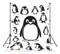 Cute Penguin Print Backdrop Background for Photography Portrait Photoshoot,Photo Studio Prop and Party
