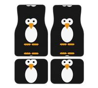 Cute Penguin Print Car Foot Mat Four-Piece Set Full Set With Non-Slip Rubber Backing