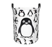 Cute Penguin Print Circular Laundry Hamper,Washing Basket Storage Basket for Bathroom,bedroom.