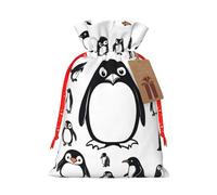 Cute Penguin print Drawstring Gift Bag for Wedding Party Birthday Unique Present Bag Reusable Canvas Bag,1 Piece M