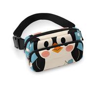 Cute Penguin Print Fanny Pack for Women Men Waist Bag Belt Bag Adjustable Casual Bag for Travel Sports Hiking, white, 7.9x5.1inches