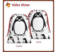 Cute Penguin Print Gift Reusable Bag Drawstring Festive Birthday Presents Daily Storage Office Supplies
