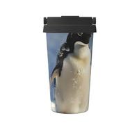 Cute Penguin Print Insulated Coffee Tumbler, 500ml Leakproof Stainless Steel Travel Mug, Double Walled, Hot & Cold Drinks - Perfect for Commuting, Office, Home