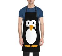 Cute Penguin Print Kitchen Apron With Pockets Versatile Adjustable Chef Bbq Grilling Smock For Adults