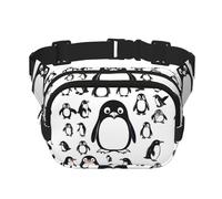 Cute Penguin Print Men and Women Square Double Layer Waist Bag Workout Crossbody Travel Waist Bag, Black, One Size