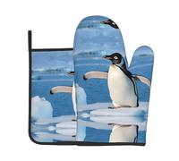 Cute Penguin Print Oven Mitts And Pot Holders Sets Women Men Home Cooking Baking Microwave Bbq Gift