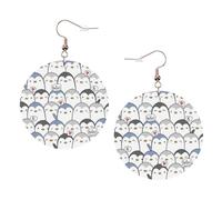 Cute Penguin Print Piercing Round Leather Earrings Set 1 Pair Stylish Leather Earrings Dangle Hoop For Women Jewelry Gifts