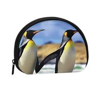Cute Penguin Print Portable Mini Storage Bag Shell Shaped Wallet Small Coin Wallet Shell Storage Bag