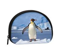 Cute Penguin Print Portable Mini Storage Bag Shell Shaped Wallet Small Coin Wallet Shell Storage Bag
