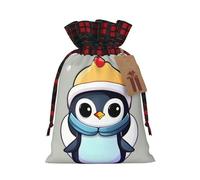 Cute Penguin Print Print Xmas Drawstring Gift Bag Festive Christmas Reusable Wrapping Bags Needs