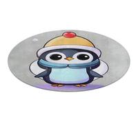 Cute Penguin Print Round Area Rug Non Slip Backing Doormat Water Absorbent Plush Throw Low-Pile Non-Slip Floor Mat Carpet for Living Room Bedroom Entryway Nursery Room 80 * 80cm